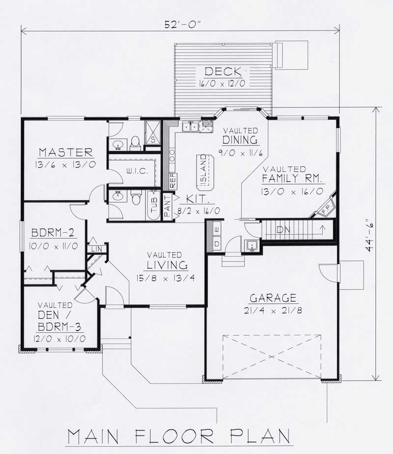 Floor Plan First Story of Country Plan #162-1013