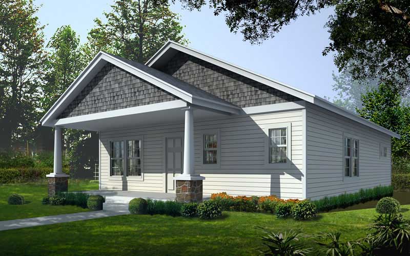 Front elevation of Bungalow home (ThePlanCollection: House Plan #162-1015)