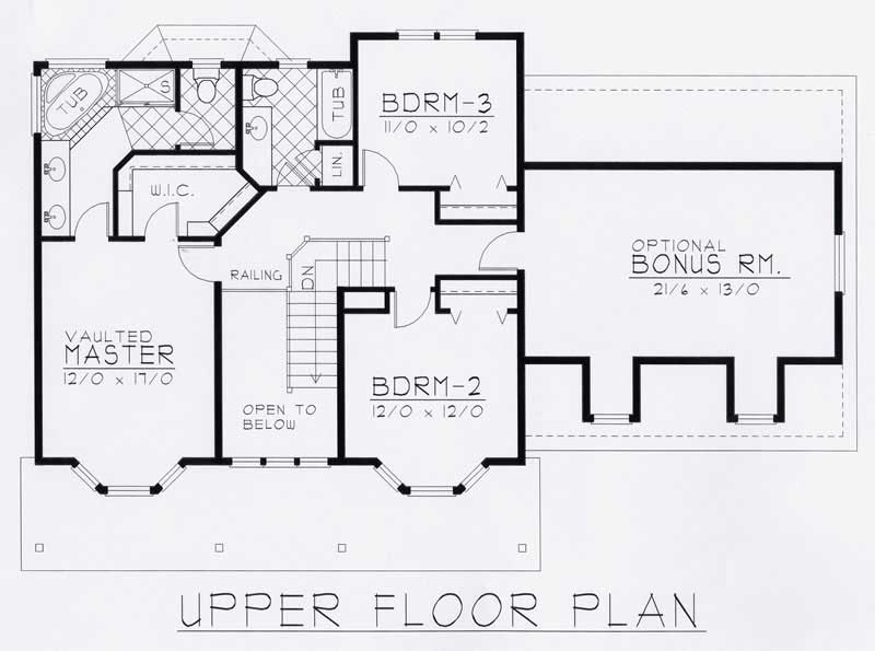 Floor Plan Second Story of Country Plan #162-1016