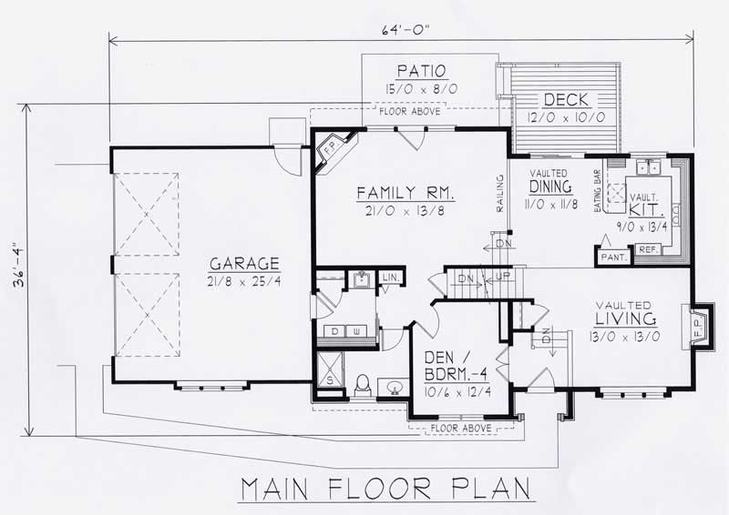 Floor Plan First Story of Tudor Plan #162-1017