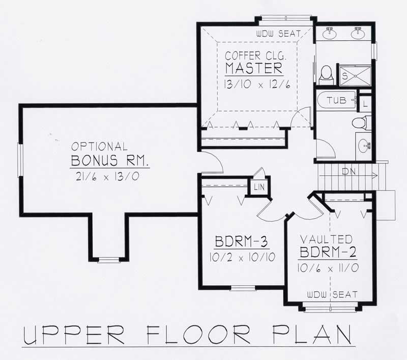 Floor Plan Second Story of Tudor Plan #162-1017