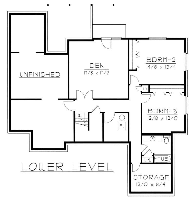 Floor Plan Basement of Log Cabin Plan #162-1018