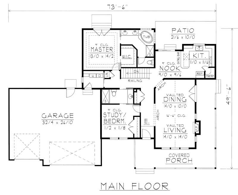 Floor Plan First Story of Country Plan #162-1020