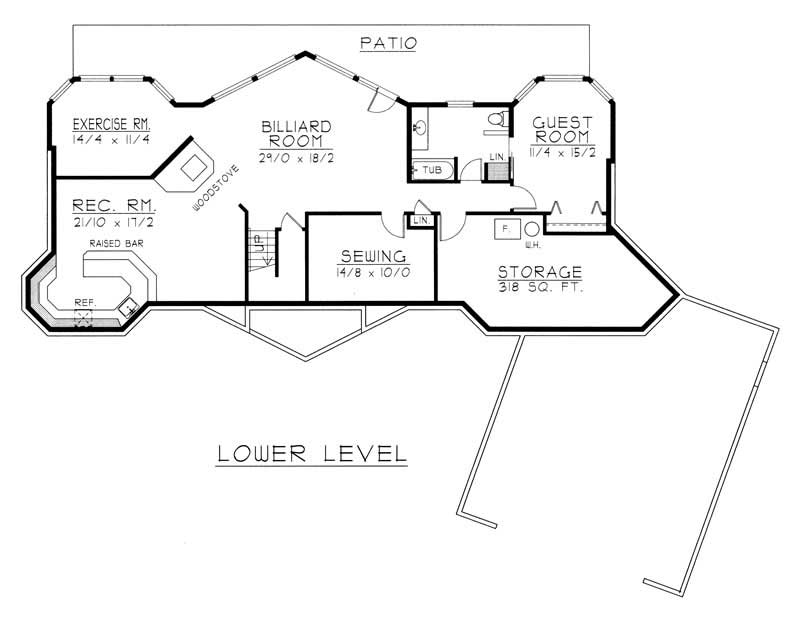 Floor Plan Basement of Contemporary Plan #162-1022