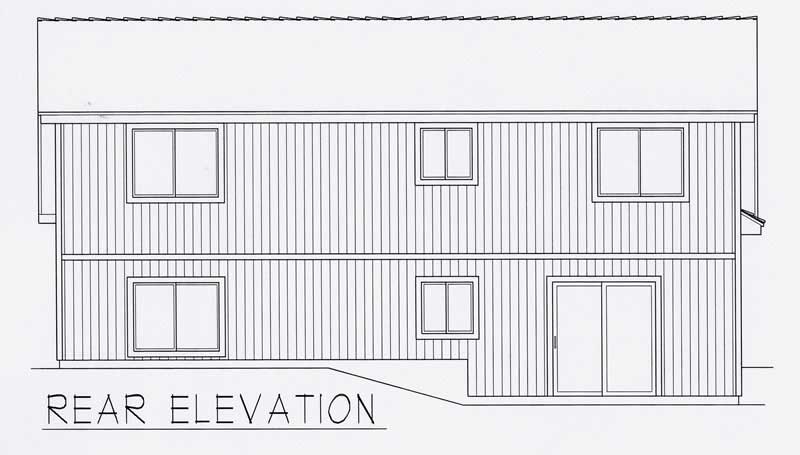 Home Plan Rear Elevation of this 2-Bedroom,1097 Sq Ft Plan -162-1023