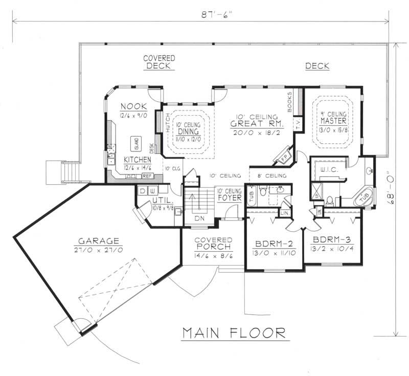 Floor Plan First Story of Contemporary Plan #162-1025
