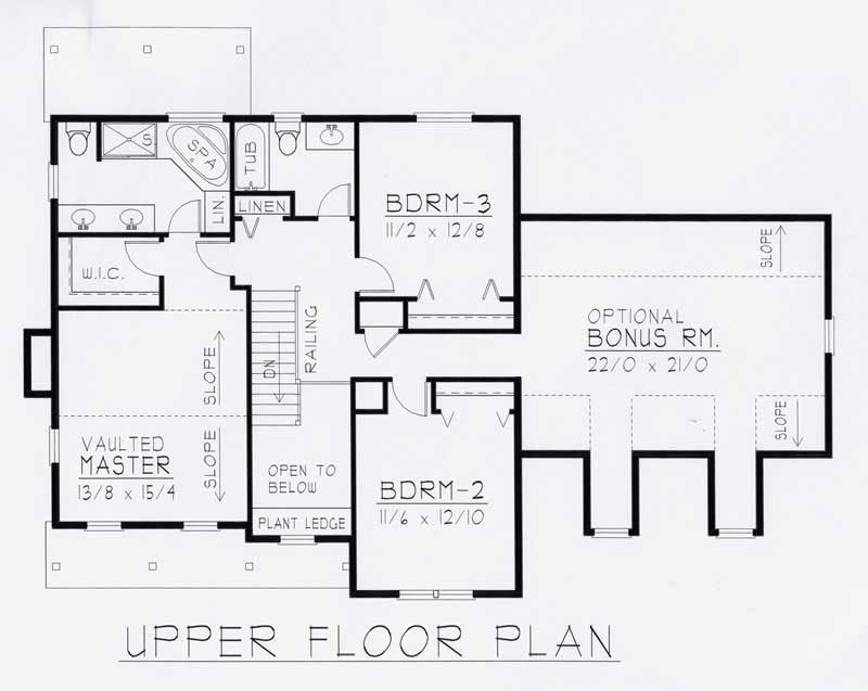 Floor Plan Second Story of European Plan #162-1028