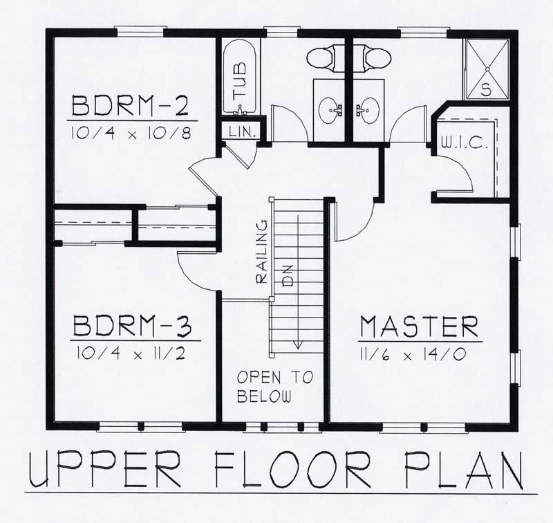 Floor Plan Second Story of Colonial Plan #162-1031