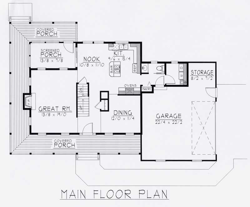 Floor Plan First Story of Country Plan #162-1032