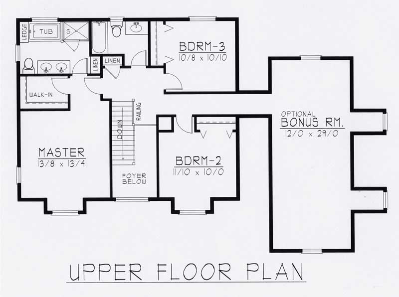 Floor Plan Second Story of Country Plan #162-1032