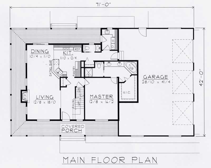 Floor Plan First Story of Country Plan #162-1034
