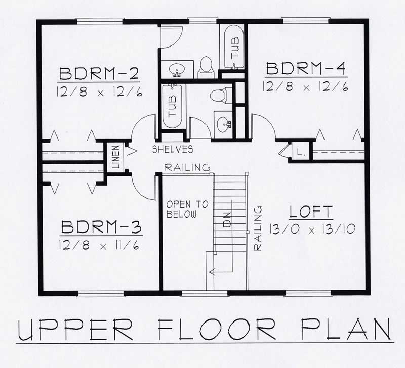 Floor Plan Second Story of Country Plan #162-1034