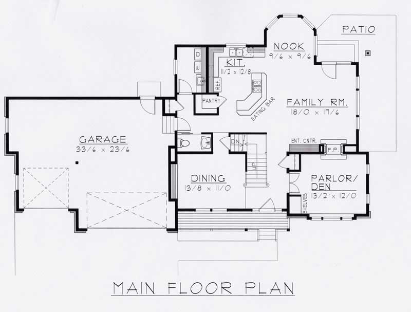 Floor Plan First Story of Contemporary Plan #162-1035