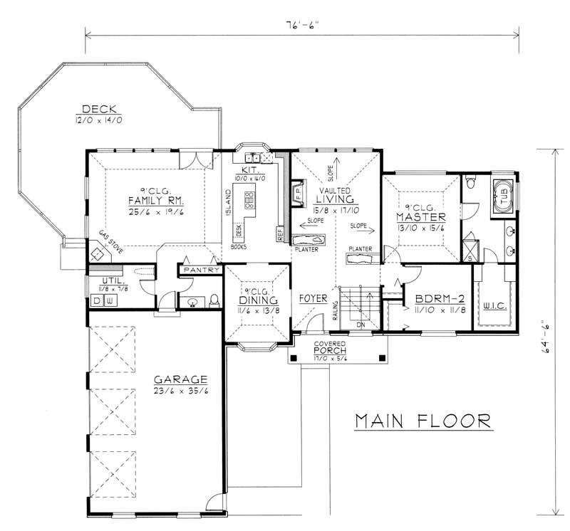 Floor Plan First Story of Contemporary Plan #162-1036