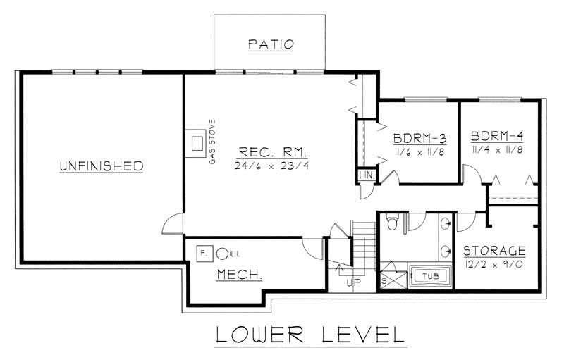 Floor Plan Second Story of Contemporary Plan #162-1036