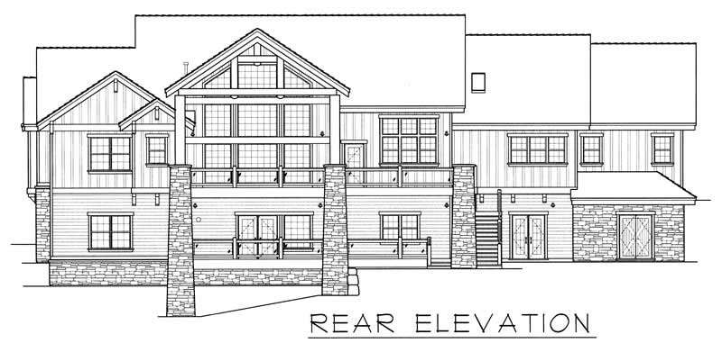 Home Plan Rear Elevation of this 4-Bedroom,4466 Sq Ft Plan -162-1037