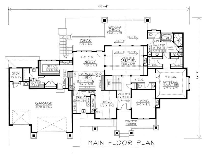 Floor Plan First Story of Country Plan #162-1037