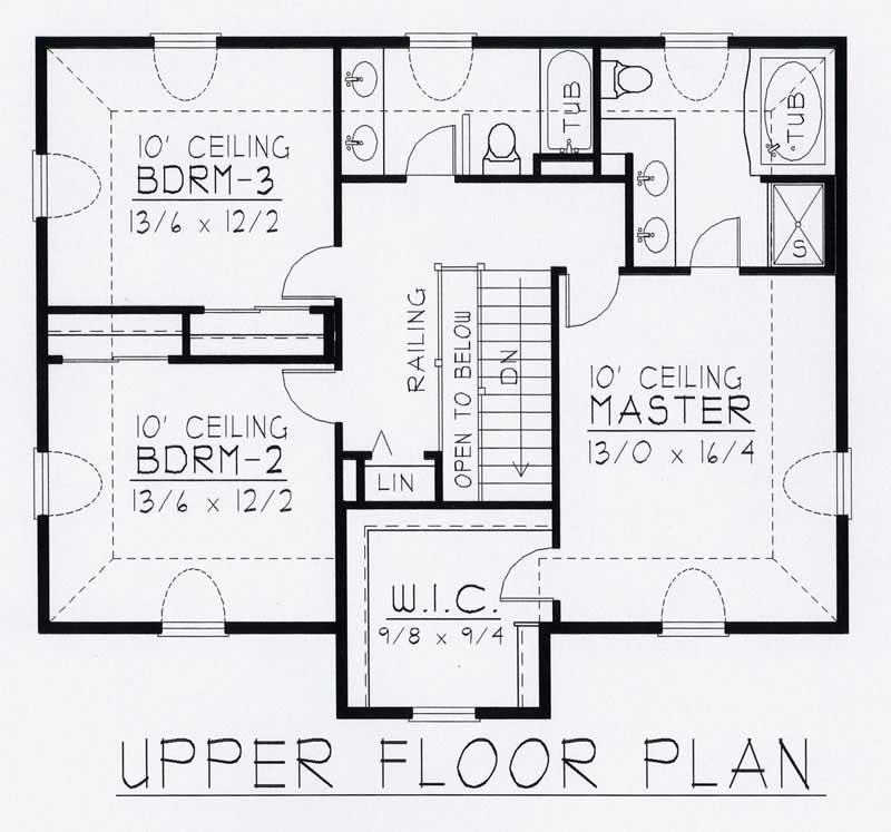 Floor Plan Second Story of French Plan #162-1038
