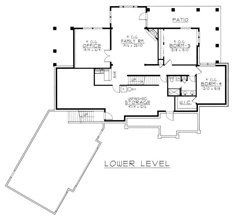 Floor Plan Basement of Craftsman Plan #162-1039