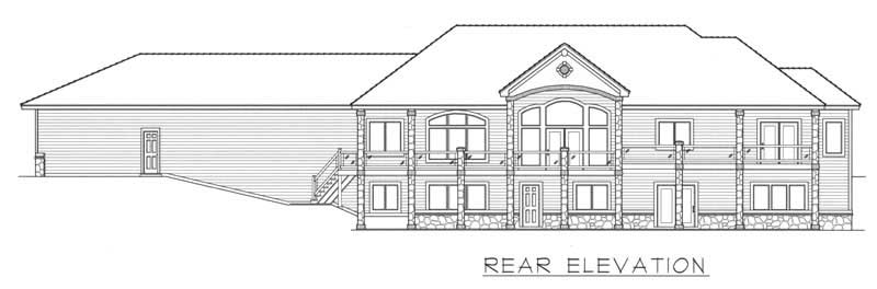 Home Plan Rear Elevation of this 4-Bedroom,5022 Sq Ft Plan -162-1041