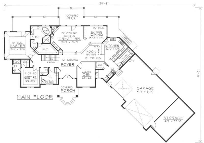 Floor Plan First Story of Contemporary Plan #162-1041