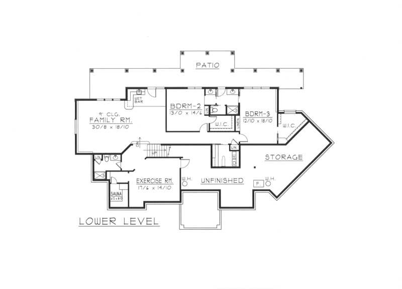 Floor Plan Second Story of Contemporary Plan #162-1041