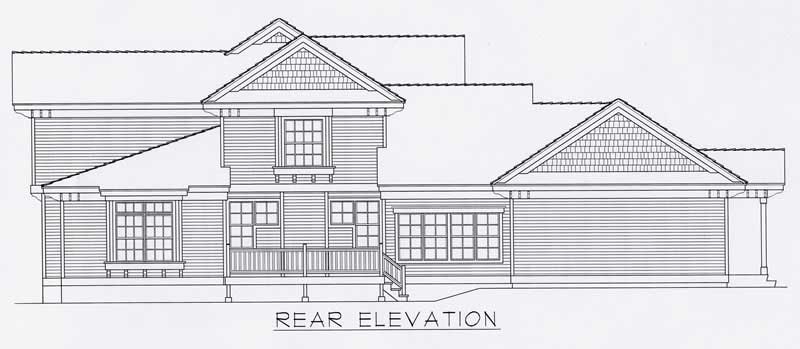 Home Plan Rear Elevation of this 4-Bedroom,2973 Sq Ft Plan -162-1042