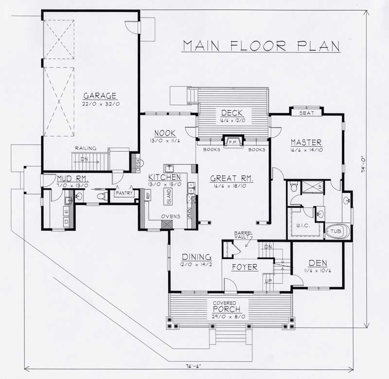 Floor Plan First Story of Country Plan #162-1042