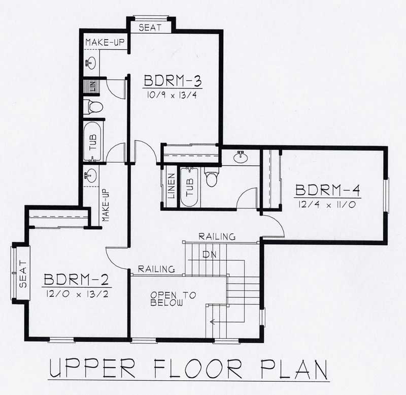 Floor Plan Second Story of Country Plan #162-1042