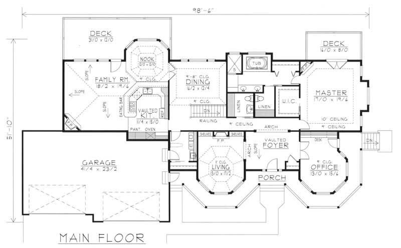Floor Plan First Story of Contemporary Plan #162-1043