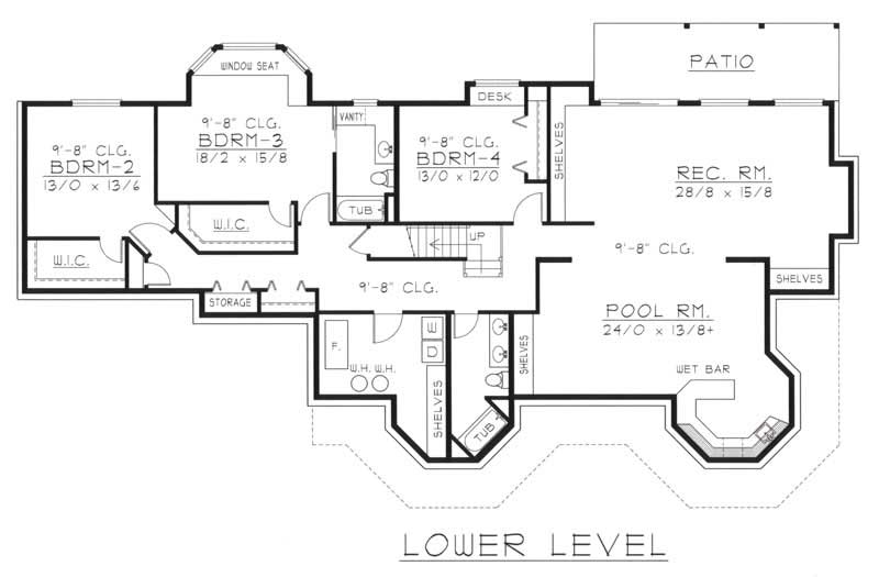 Floor Plan Basement of Contemporary Plan #162-1043
