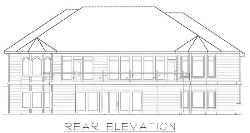 Home Plan Rear Elevation of this 5-Bedroom,4533 Sq Ft Plan -162-1044