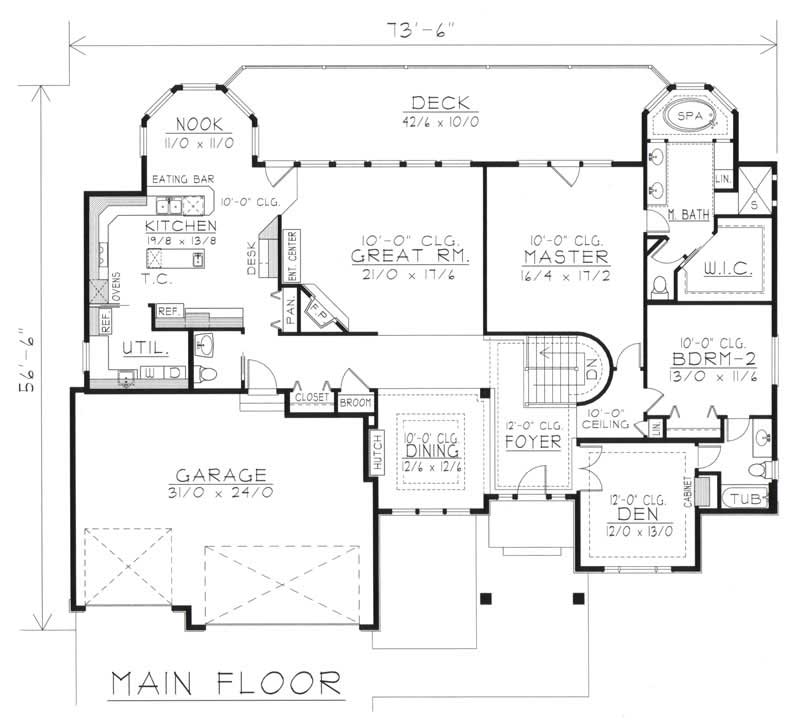 Floor Plan First Story of Contemporary Plan #162-1044