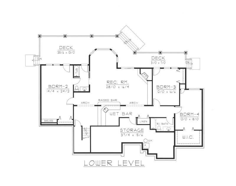 Floor Plan Second Story of Contemporary Plan #162-1047