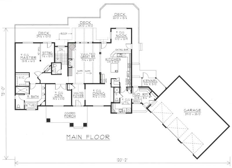 Floor Plan First Story of Contemporary Plan #162-1048