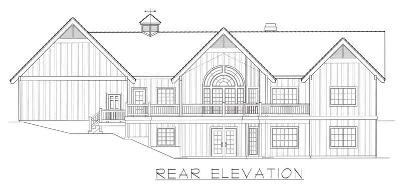 Home Plan Rear Elevation of this 4-Bedroom,4012 Sq Ft Plan -162-1049