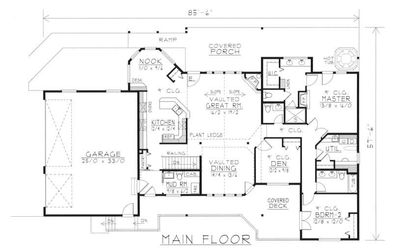 Floor Plan First Story of Contemporary Plan #162-1049