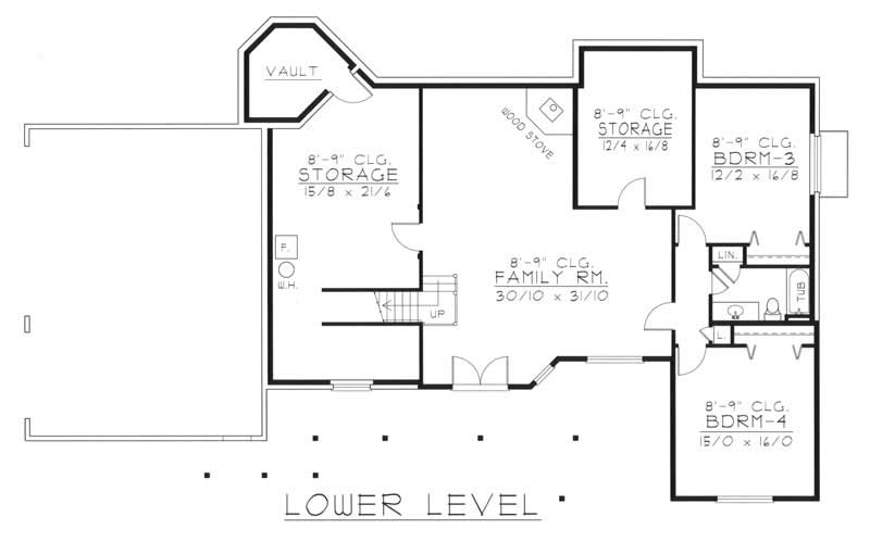 Floor Plan Basement of Contemporary Plan #162-1049