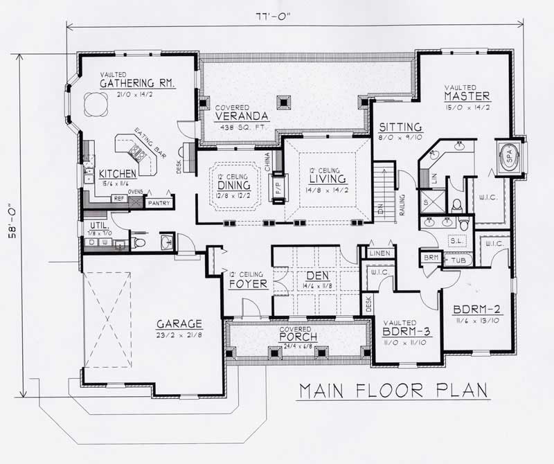 Floor Plan First Story of Contemporary Plan #162-1050