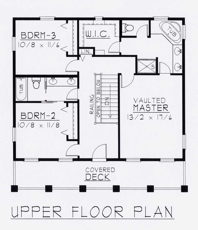 Floor Plan Second Story of Southern Plan #162-1051