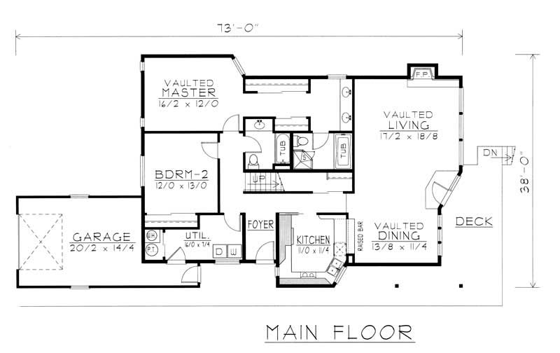 Floor Plan First Story of Log Cabin Plan #162-1052