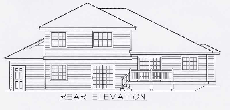 Home Plan Rear Elevation of this 4-Bedroom,2269 Sq Ft Plan -162-1054