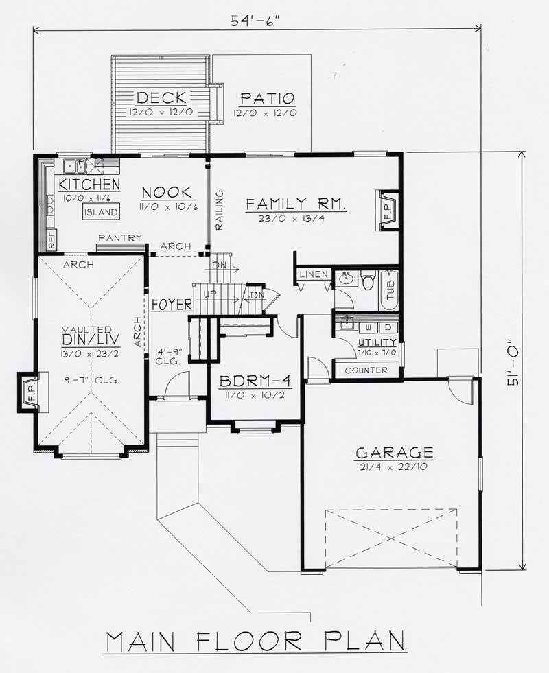 Floor Plan First Story of Contemporary Plan #162-1054