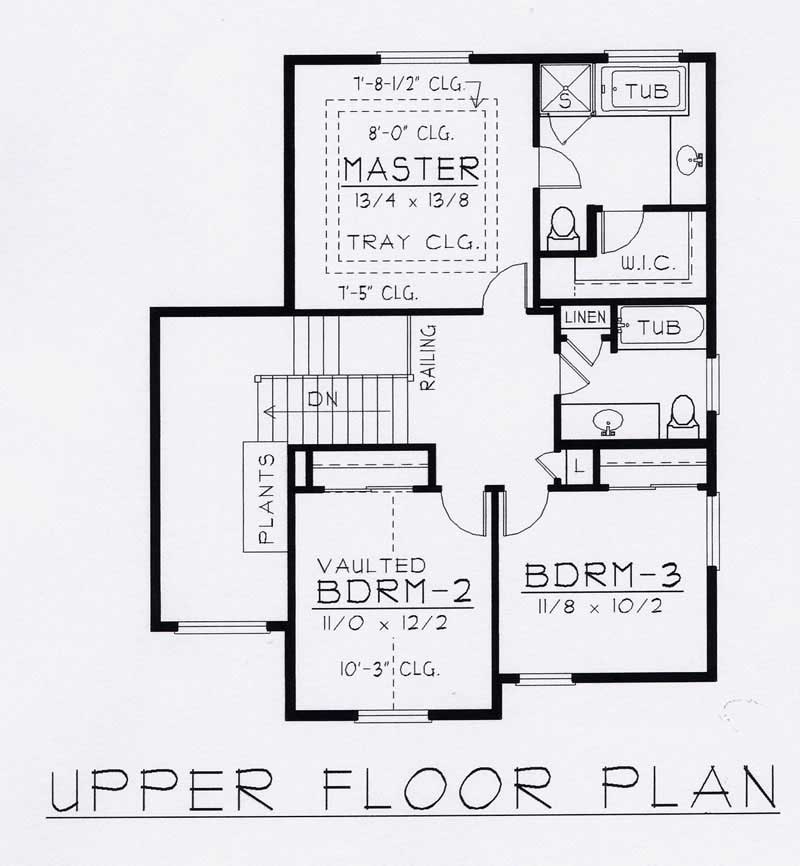 Floor Plan Second Story of Contemporary Plan #162-1054