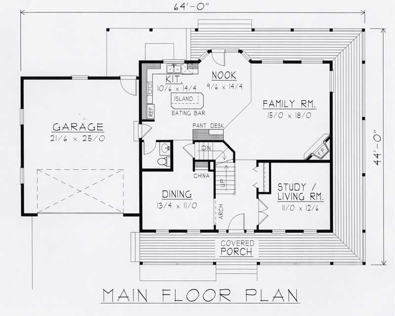 Floor Plan First Story of Country Plan #162-1055