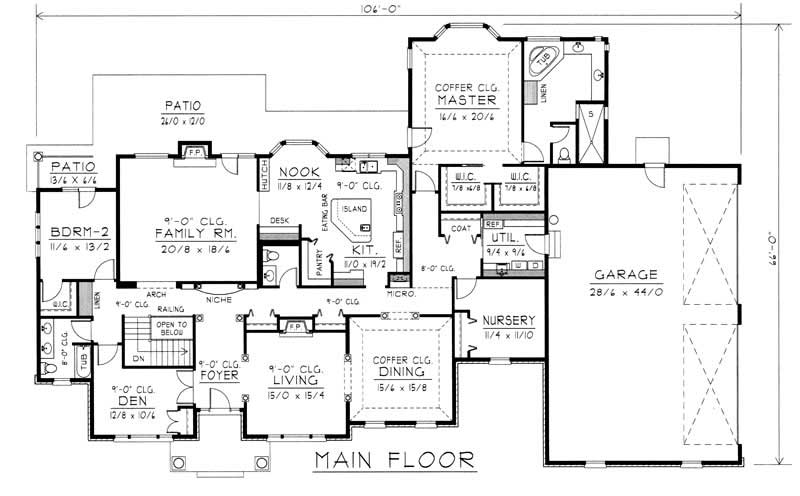 Floor Plan First Story of Georgian Plan #162-1056