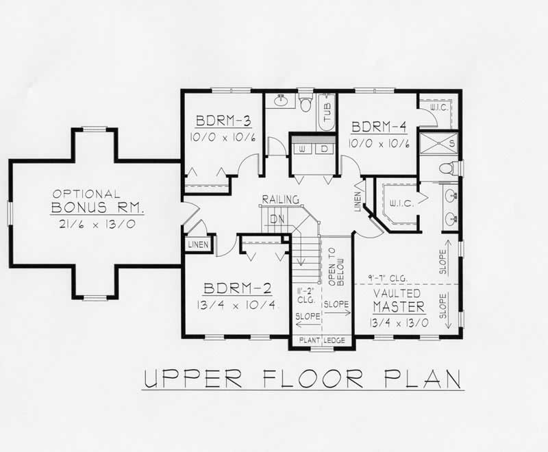 Floor Plan Second Story of Country Plan #162-1057