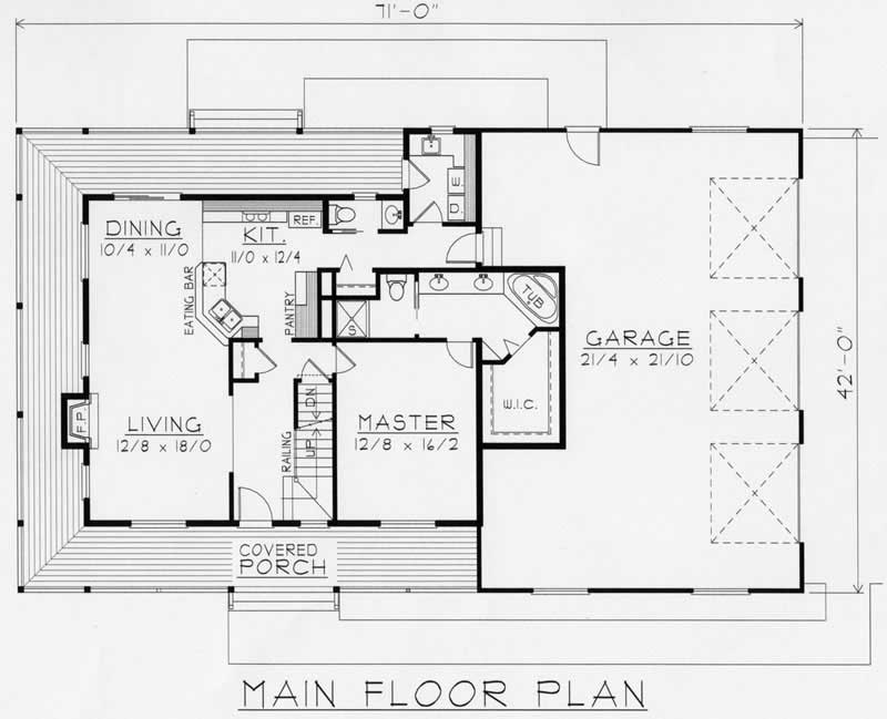 Floor Plan First Story of Country Plan #162-1060