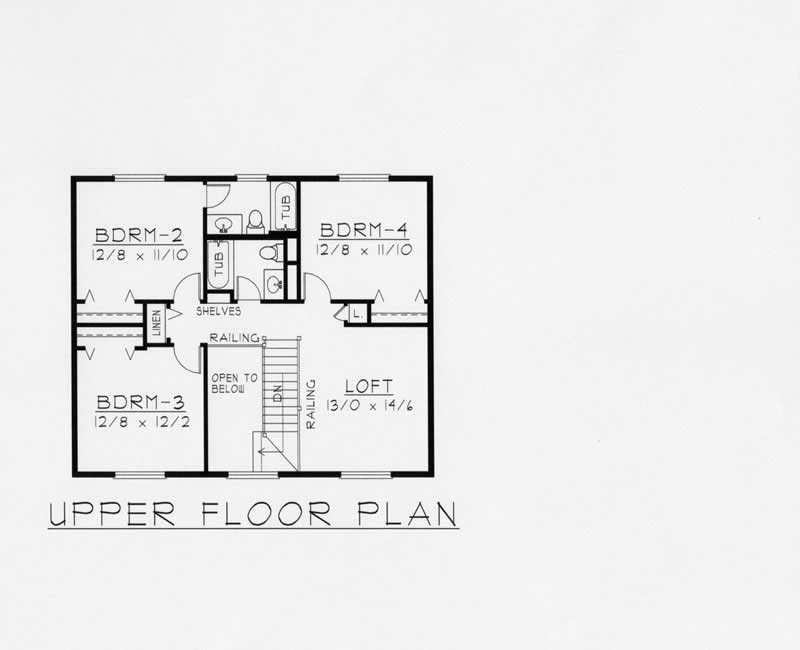 Floor Plan Second Story of Country Plan #162-1060