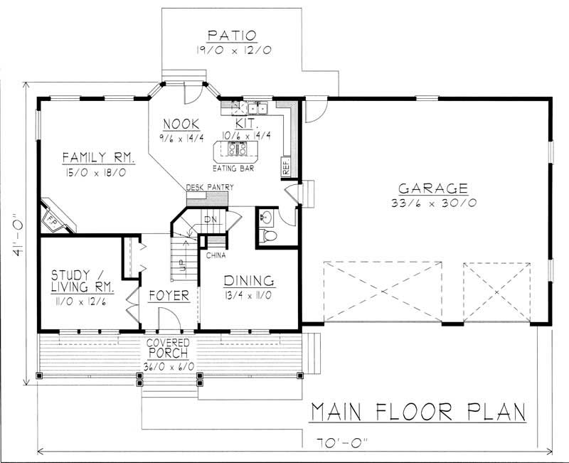 Floor Plan First Story of Country Plan #162-1062